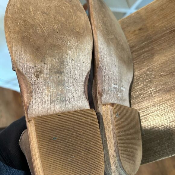Free People Mont Blanc taupe Leather dark Gray Open Toe Sandals Flats Si… - Picture 7 of 8